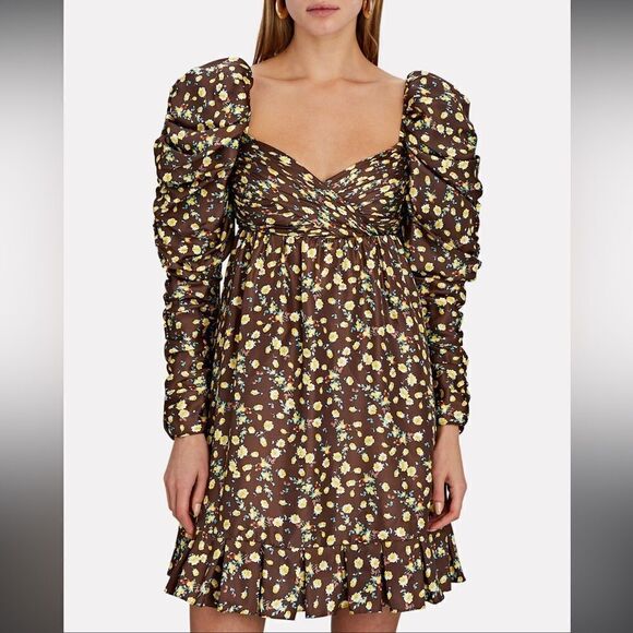 New AUTUMN ADEIGBO Bridgette Puff-Sleeve Mini Dress Size 4 - Picture 1 of 12